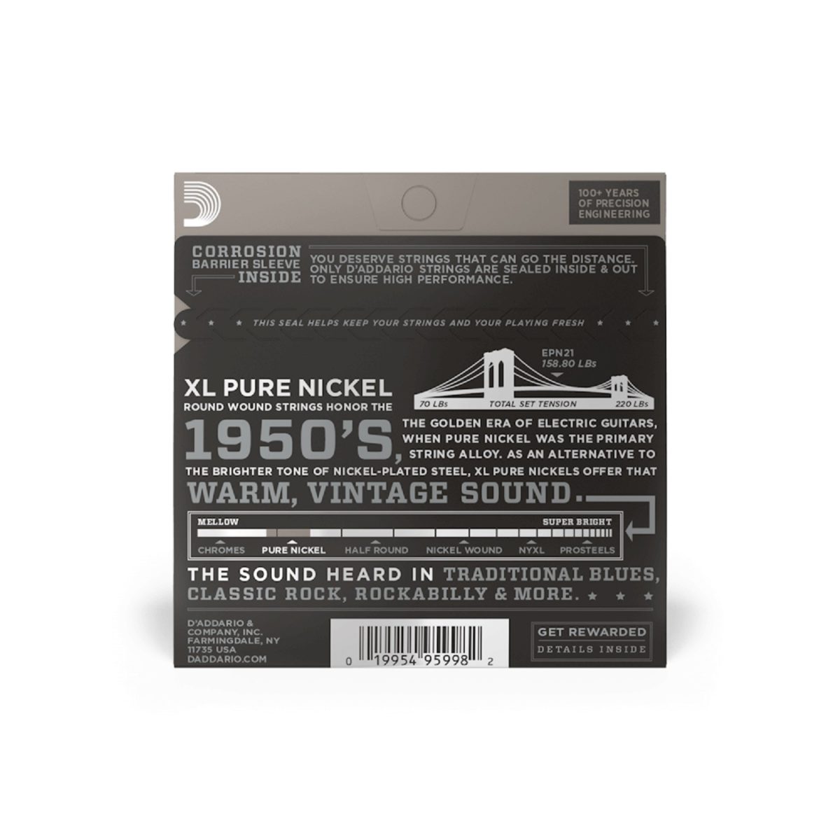 D'Addario - 12-51 Jazz Light Electric Guitar Strings - EPN21 Back