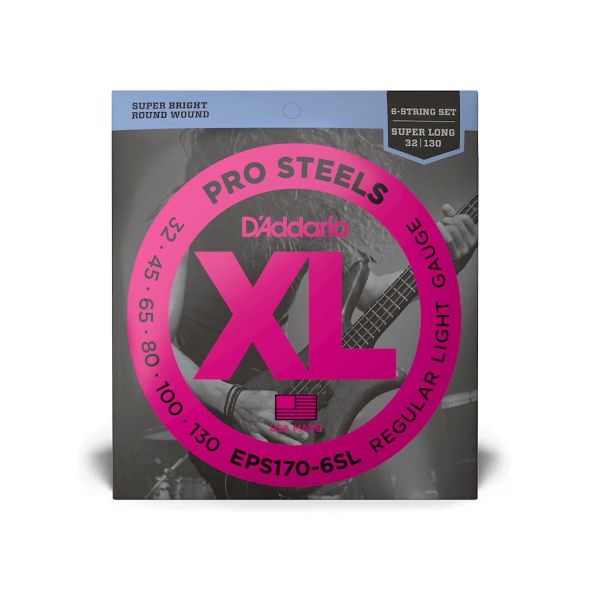 D'Addario - 32-130 Regular Light 6-String Super Long Scale Bass Strings - EPS170-6SL