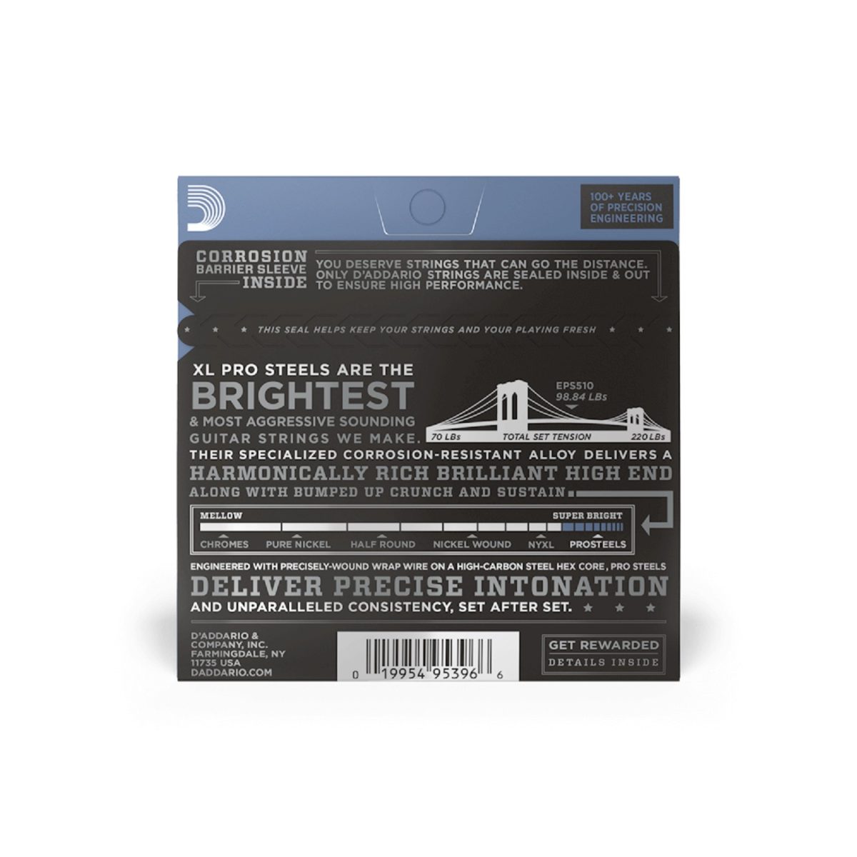 D'Addario - 10-46 Regular Light Electric Guitar Strings - EPS510 Back
