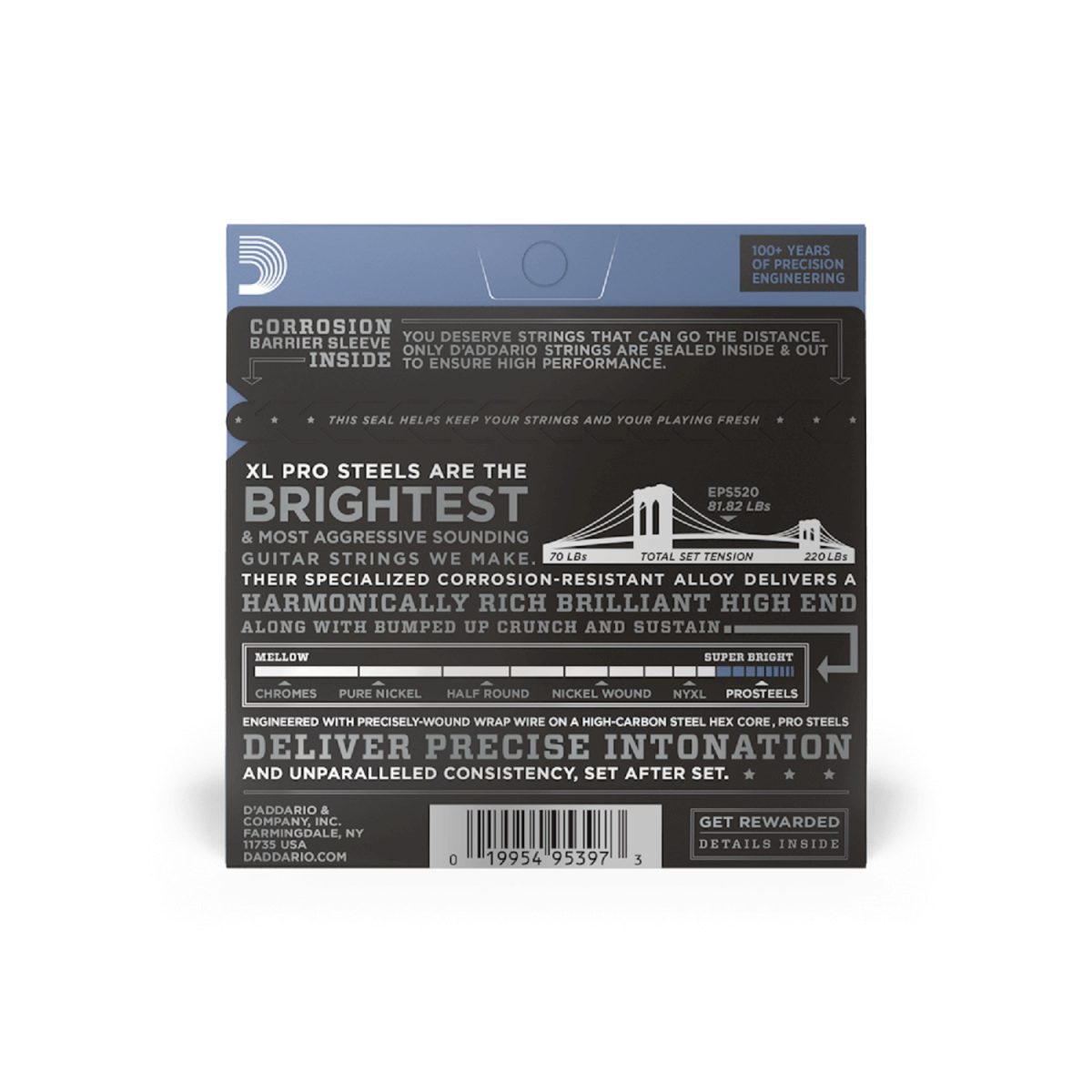 D'Addario - 09-42 Super Light Electric Guitar Strings - EPS520 Back