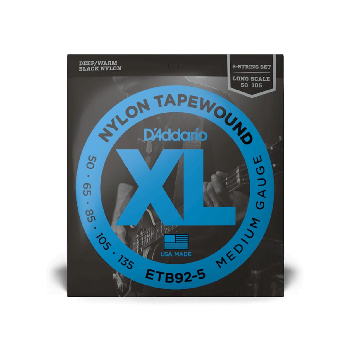 D'Addario - 50-135 Medium 5-String Long Scale Bass Strings - ETB92-5