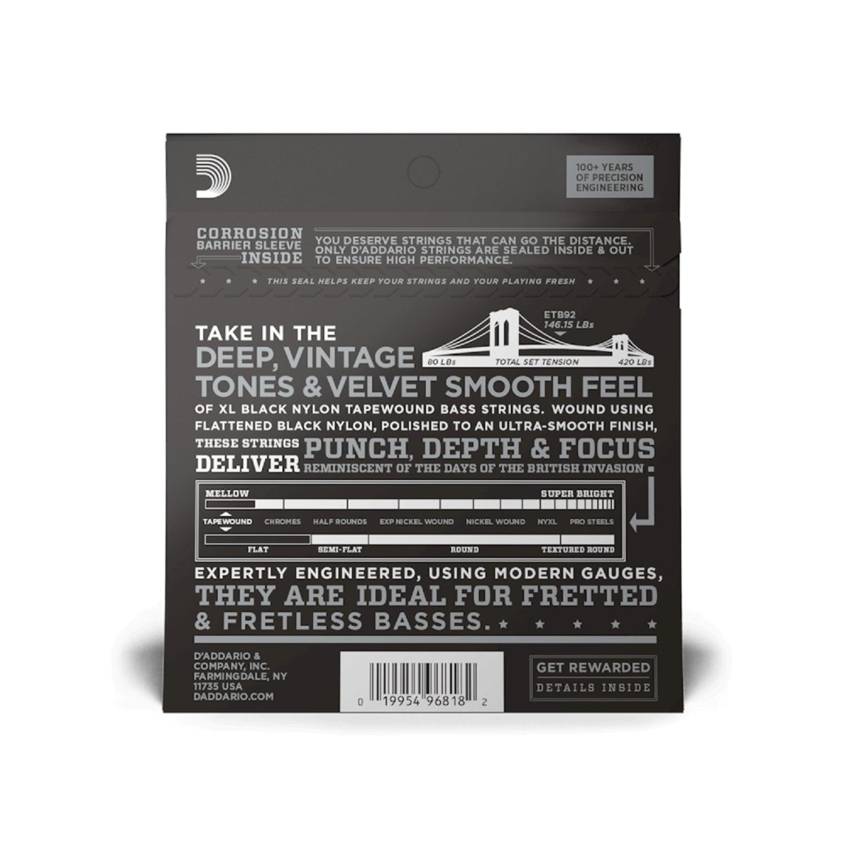 D'Addario - 50-105 Medium Long Scale Bass Strings - ETB92 Back
