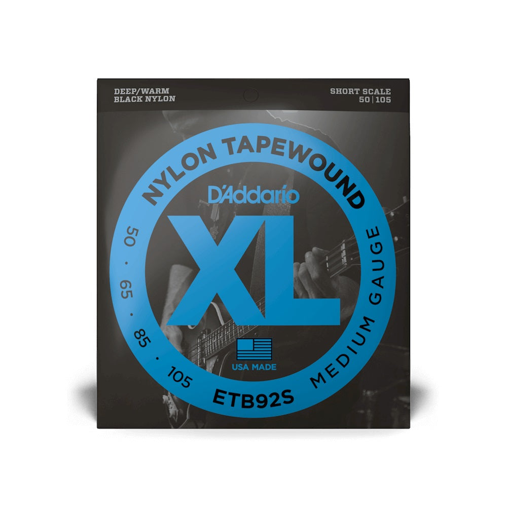 D'Addario - 50-105 Short Scale Bass Black Nylon Tapewound - Medium ETB92S