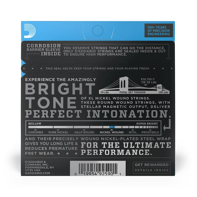 D'Addario - 7-String 10-59 Electric Nickel Wound - Regular Light EXL110-7