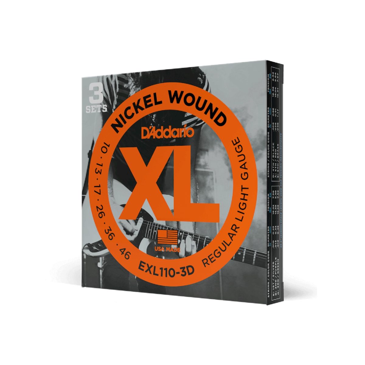 D'Addario - 10-46 3-Pack Regular Light Electric Guitar Strings - EXL110-3D
