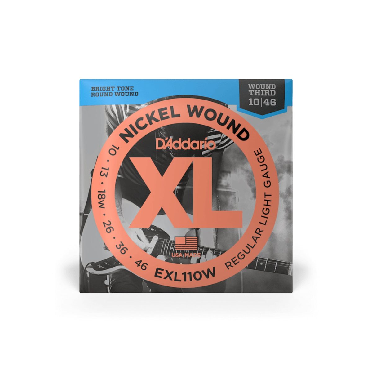 D'Addario - 10-46 Regular Light Wound 3rd Electric Guitar Strings - EXL110W