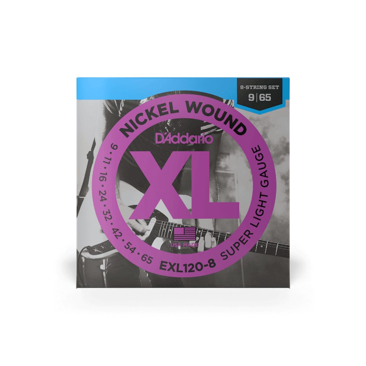 D'Addario - 09-65 Super Light 8-String Electric Guitar Strings - EXL120-8