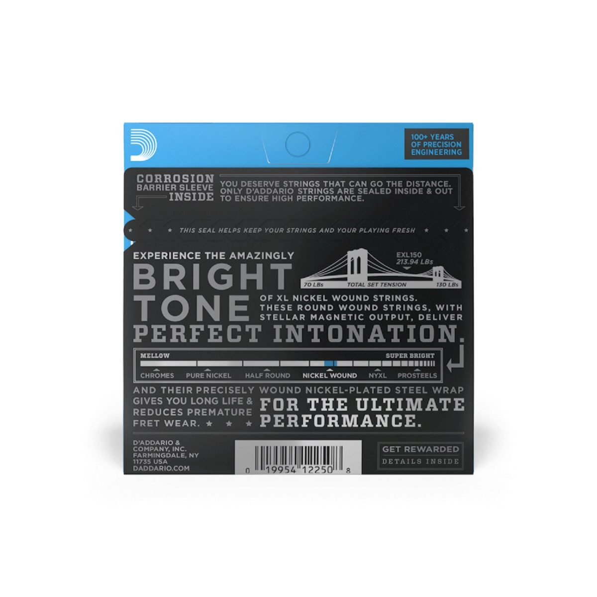 D'Addario - 10-46 Regular Light 12-String Electric Guitar Strings - EXL150 Back