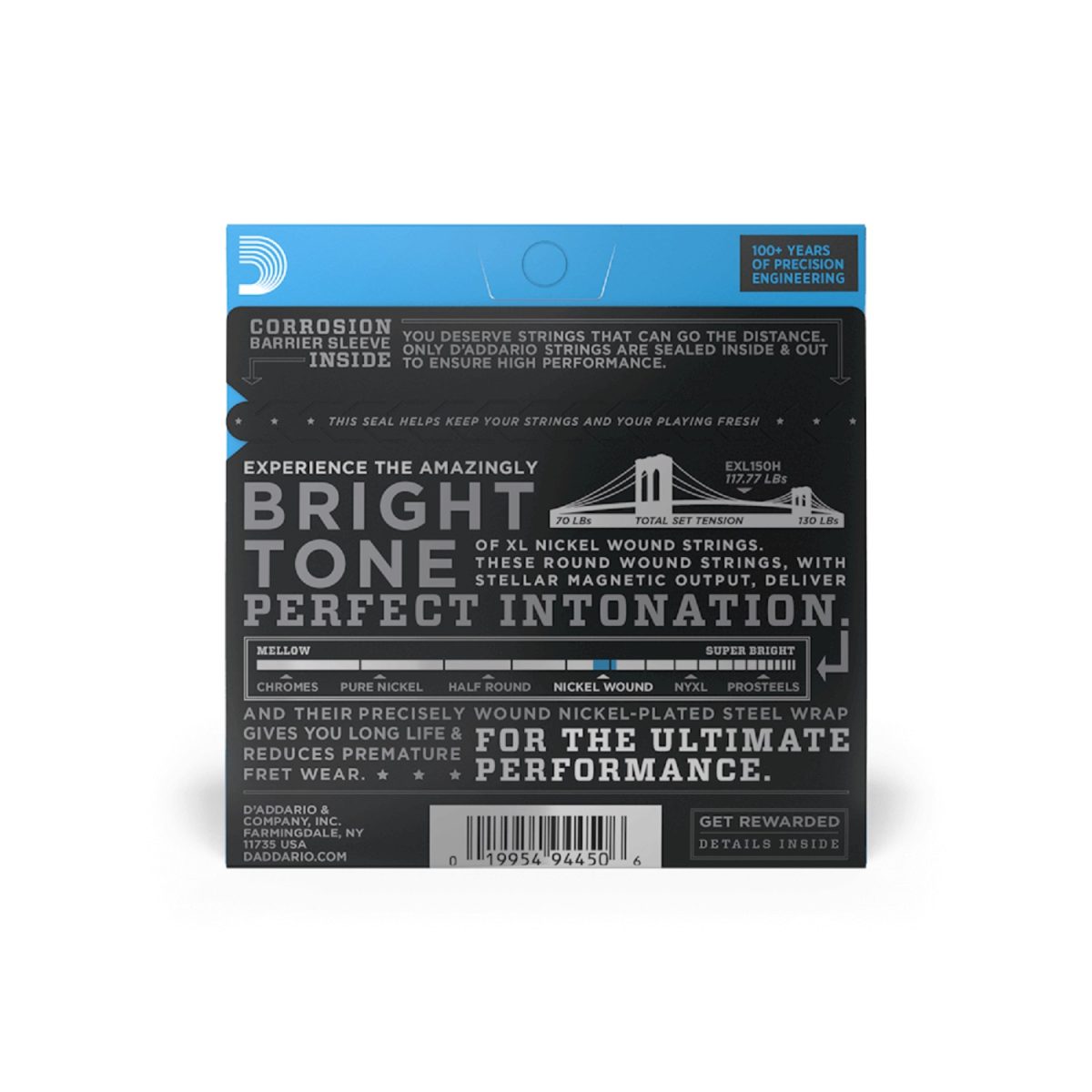 D'Addario - 10-26 High Strung/Nashville Electric Guitar Strings - EXL150H Back