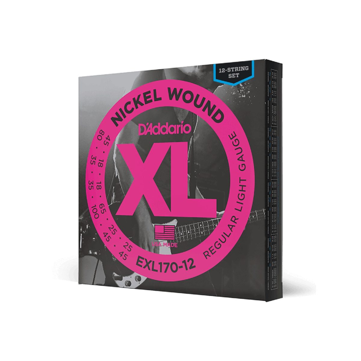 D'Addario - 18-45 Regular Light Long Scale 12-String Bass Strings - EXL170-12
