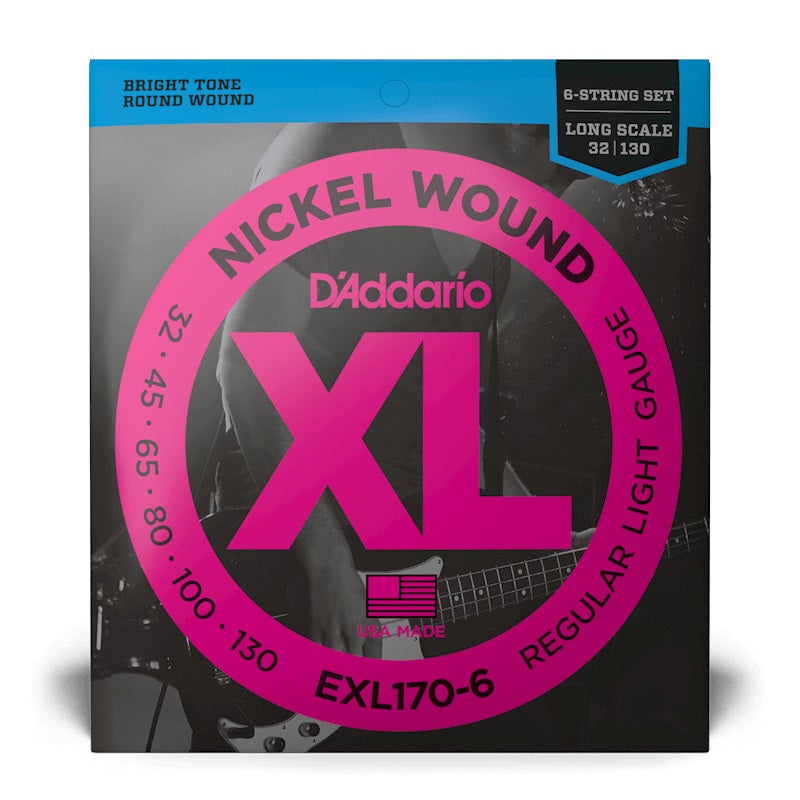 D'Addario - 6-String 32-130 Long Scale Bass Strings - Light EXL170-6