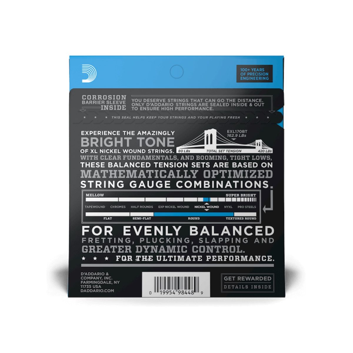 D'Addario - 45-107 Balanced Tension Regular Light / Long Scale Set - EXL170BT Back
