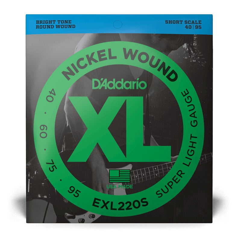 D'Addario - 40-95 Short Scale Bass Nickel Wound - Super Light EXL220S