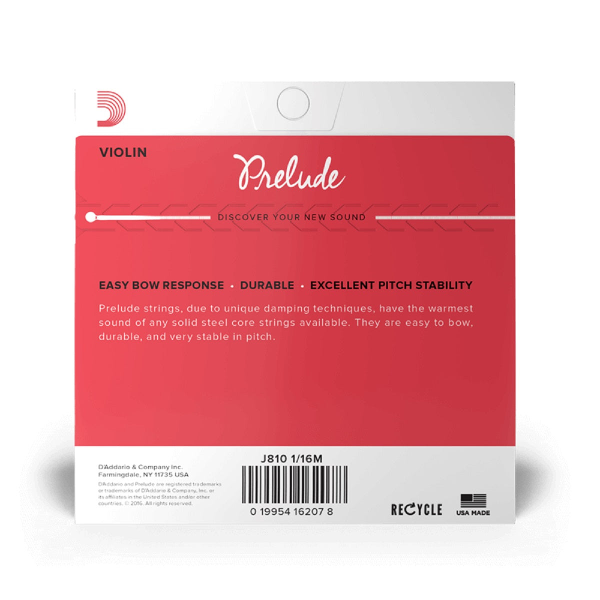 D'Addario - 1/16 Violin Prelude Strings - Medium Tension - J810 1/16M Back