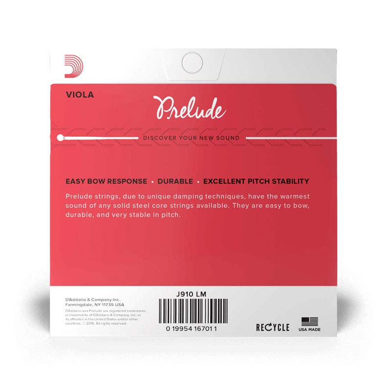 D'Addario - Prelude Viola String Set - Long Scale / Medium Tension J910 LM
