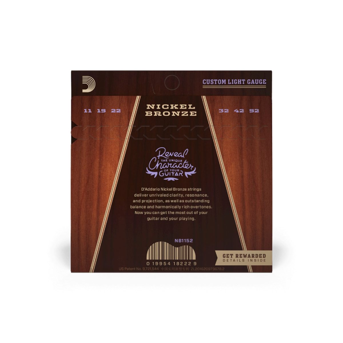 D'Addario - NB 11-52 Custom Light Acoustic Guitar Strings Back