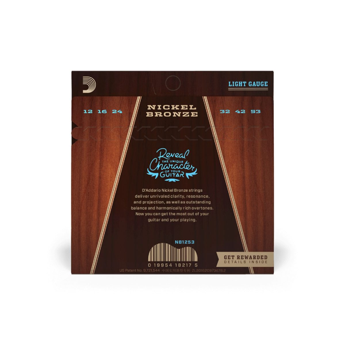 D'Addario - NB 12-53 Regular Light Acoustic Guitar Strings Back