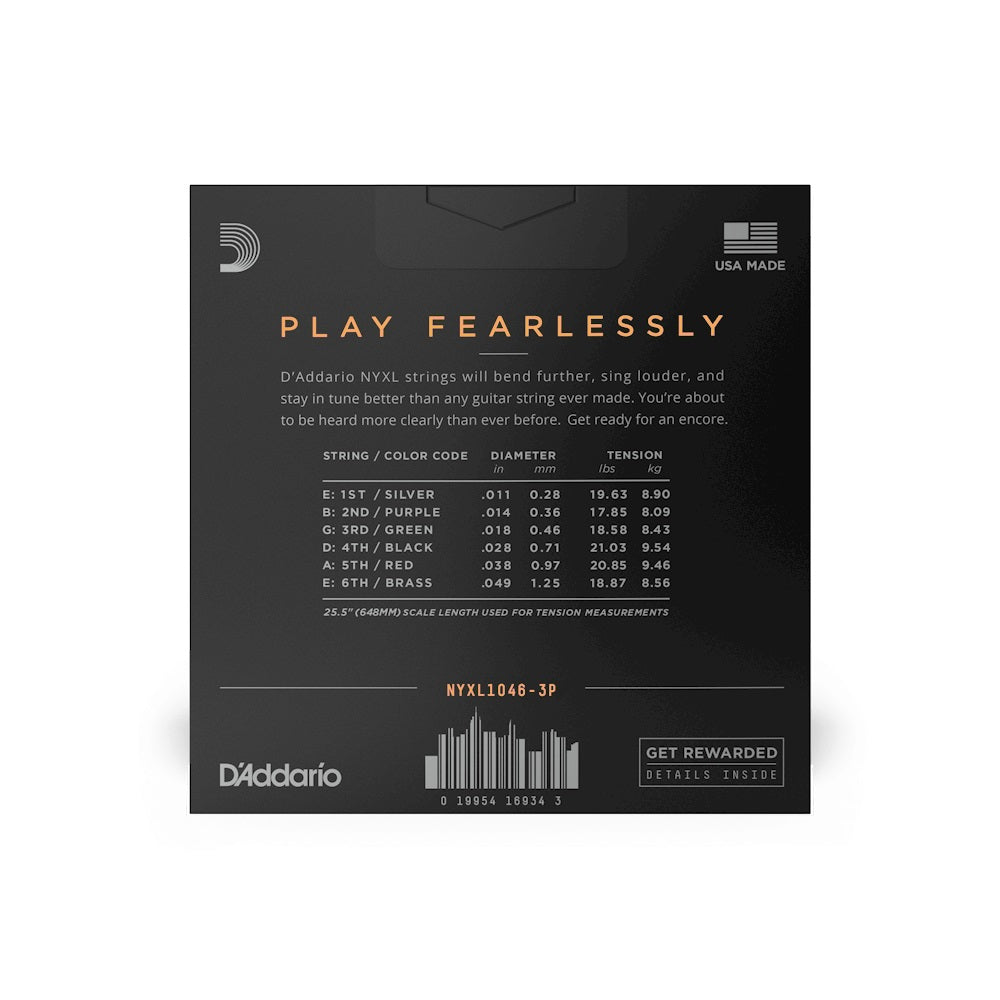 D'Addario - 3-Pack NYXL 10-46 Electric Nickel Plated Steel - Regular Light