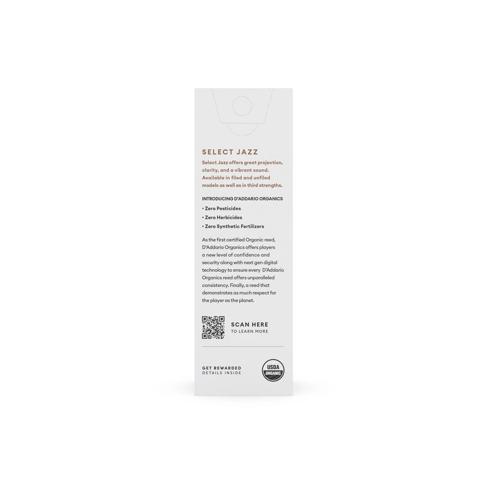 D'Addario - Organic Select Jazz Unfiled Tenor Saxophone Reed #ORRS05TSX