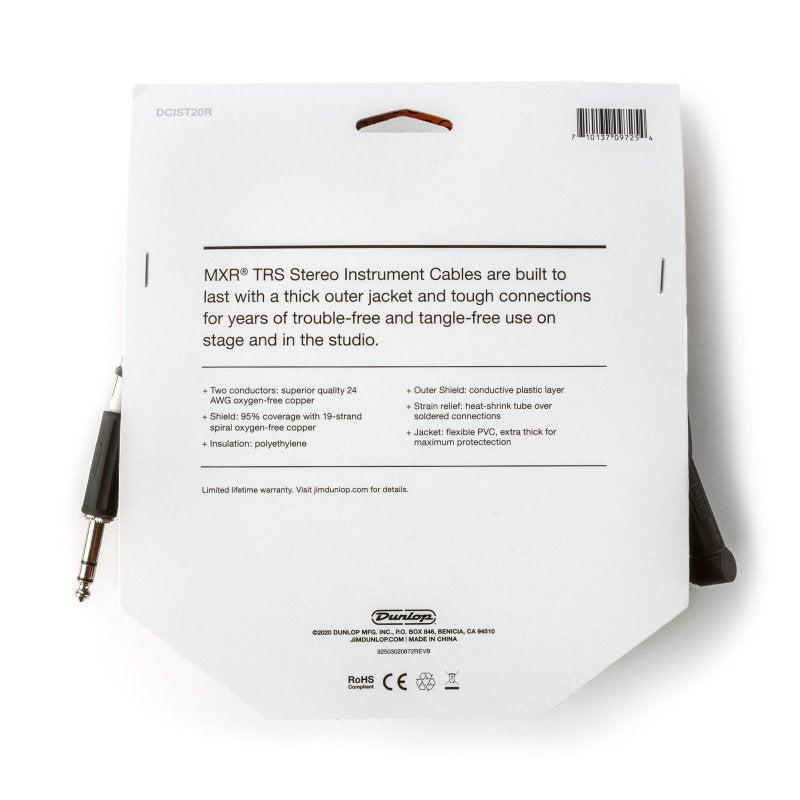 MXR - MXR 20 Ft TRS Stereo Cable, Right / Straight #DCIST20R