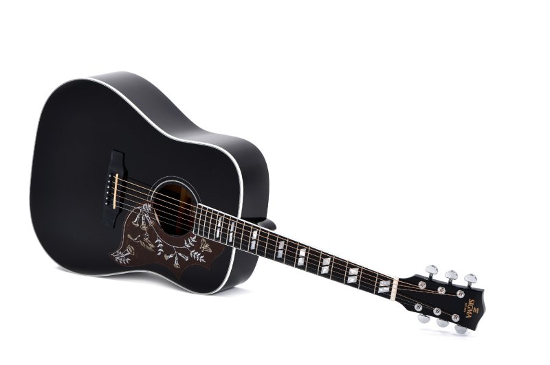 Sigma - SG Series Dreadnought Acoustic Guitar With Case, Polished Gloss with Black Finish #DM-SG5-BK