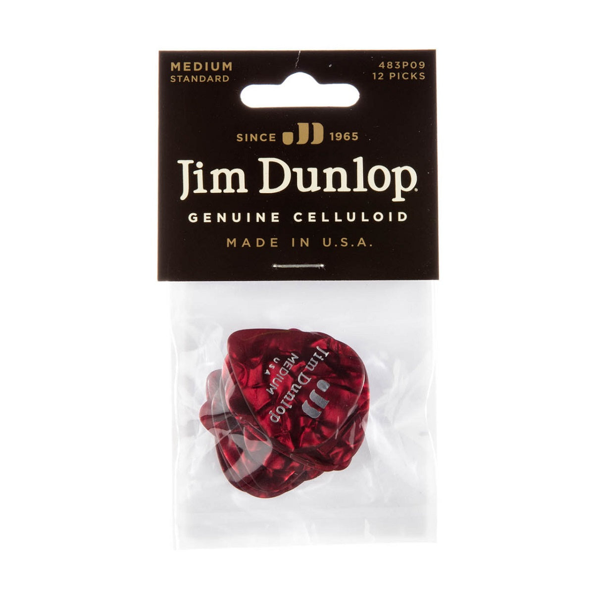Dunlo - Celluloid Red Pearloid Picl Medium - 12 Pack