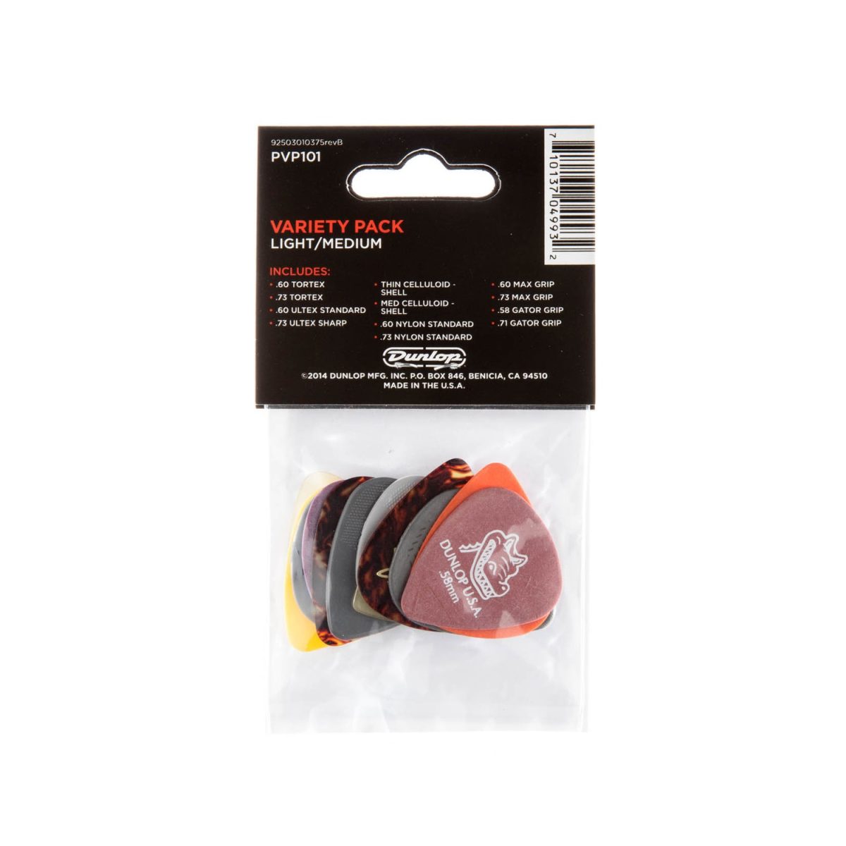 Dunlop - Guitar Pick Lt/md - Varietty Pack 12 Back