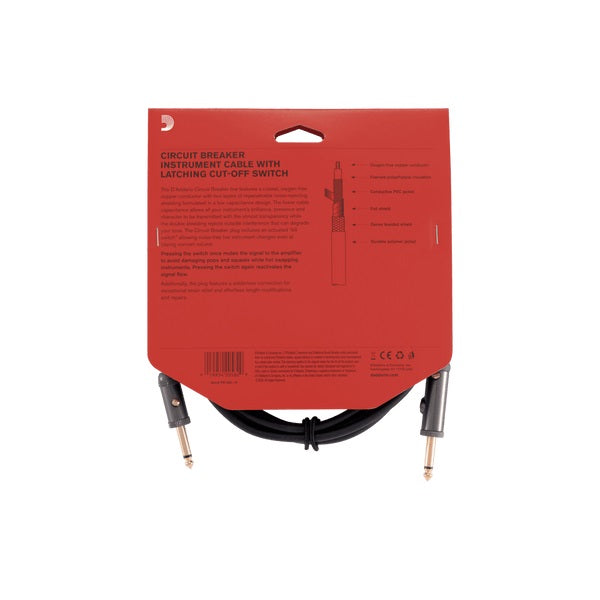D'Addario - 10' Circuit Breaker Latching Switch Instrument Cable #PW-AGL-10