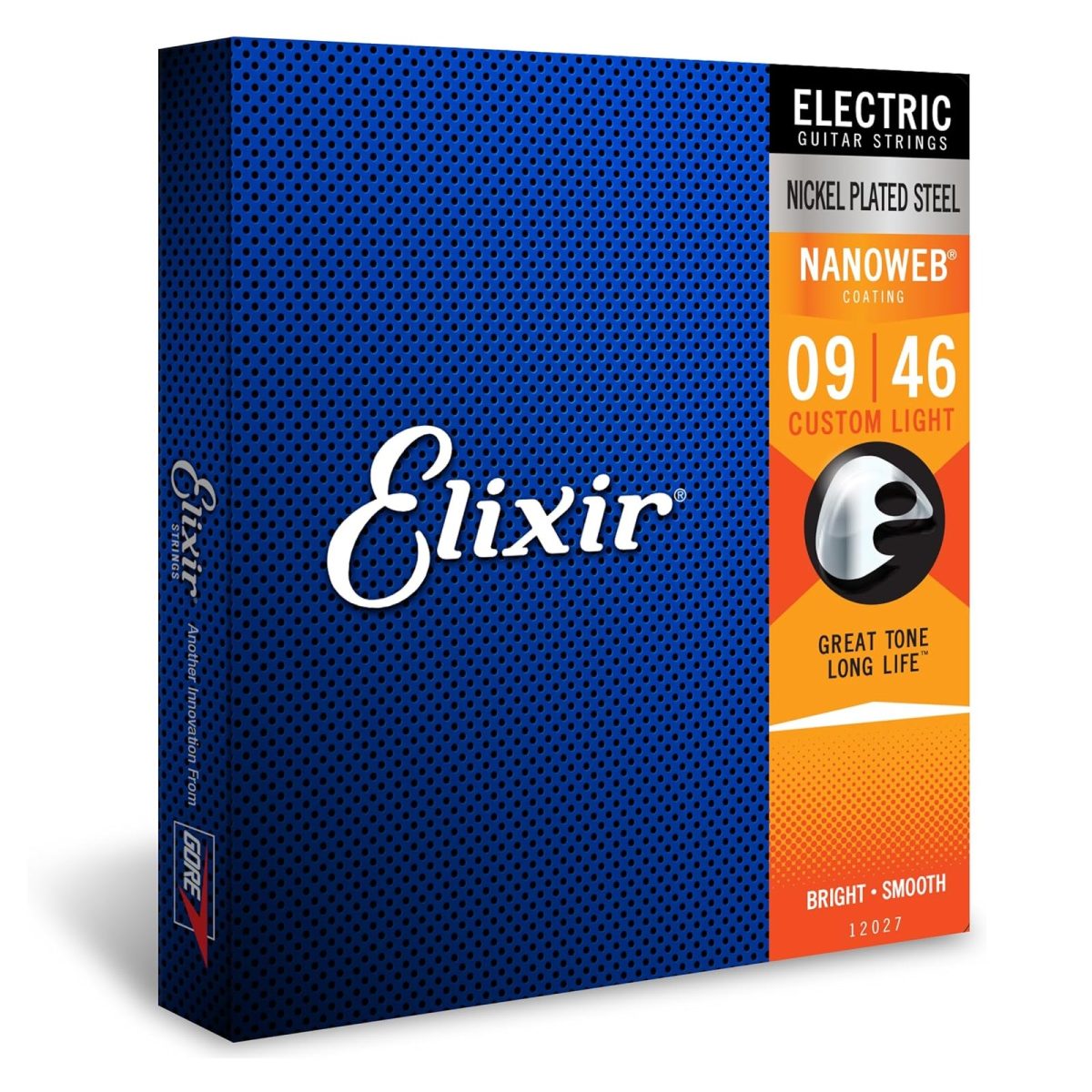Elixir – 9-46 Electric Nickel Plated Steel w/ NANOWEB Coating – Custom Light 12027