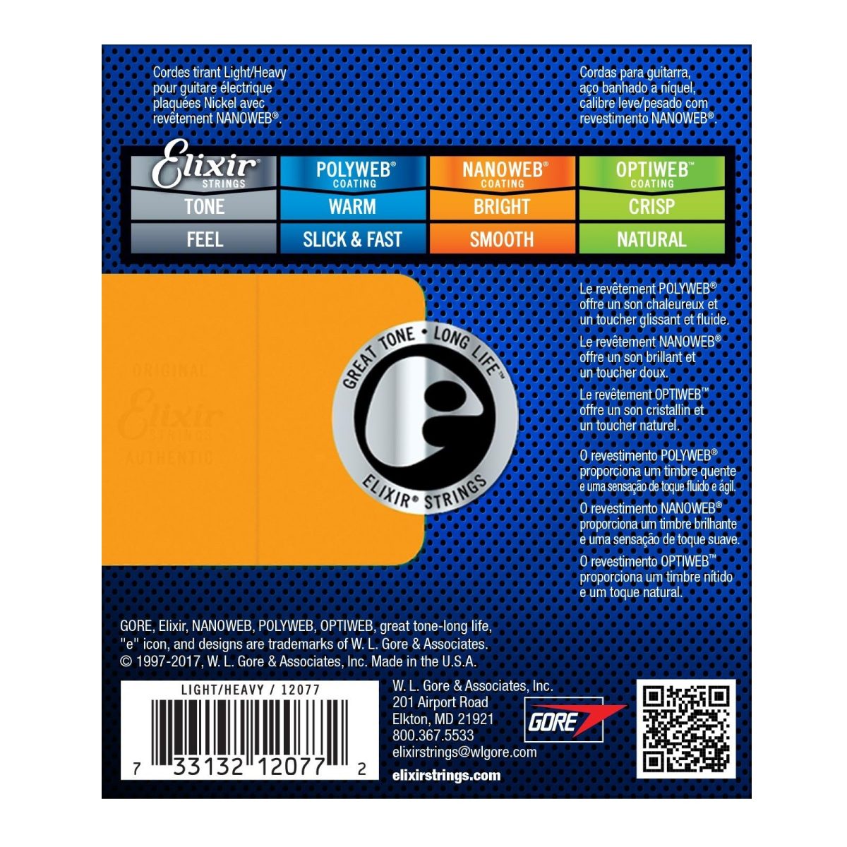 Elixir – 10-52 Electric Nickel Plated Steel w/ NANOWEB Coating – Light/Heavy 12077