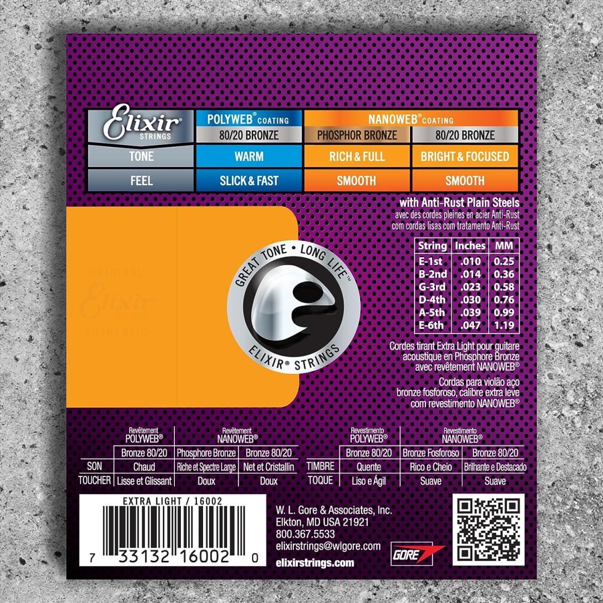 Elixir - 10-47 Phosphor Bronze Extra Light with Nanoweb Coating - 16002