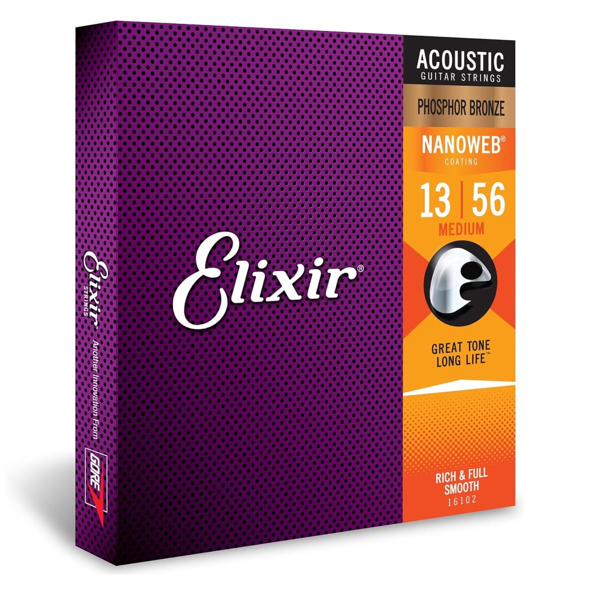 Elixir - 13-56 Phosphor Bronze Medium with Nanoweb Coating - 16102