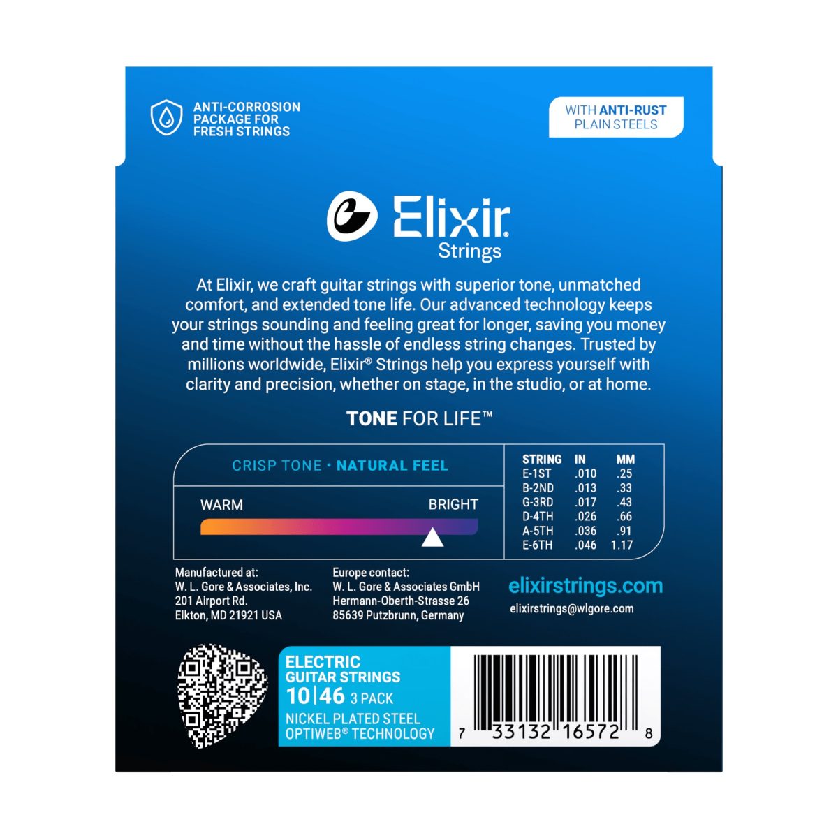 Elixir - 3-Pack 10-46 Electric Nickel Plated Steel with OPTIWEB Coating - Light #16572