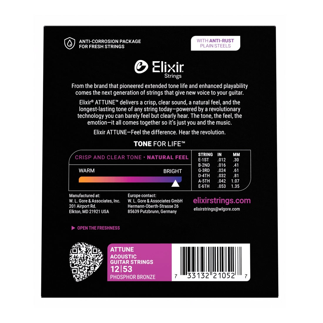 Elixir – 12-53 Attune Phosphor Bronze – Light #21052 — 2