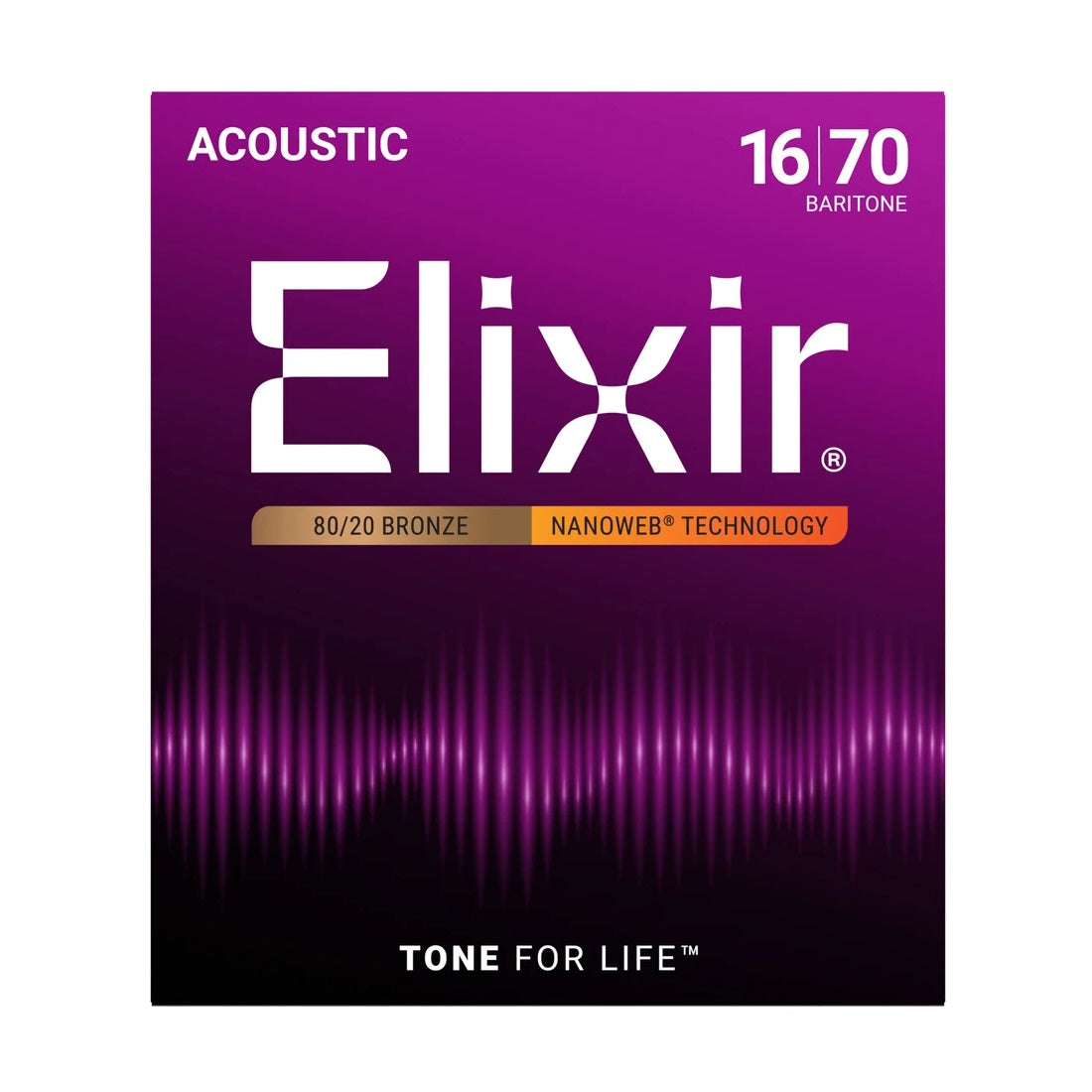 Elixir - 16-70 Baritone Acoustic 80/20 Bronze with Nanoweb Technology