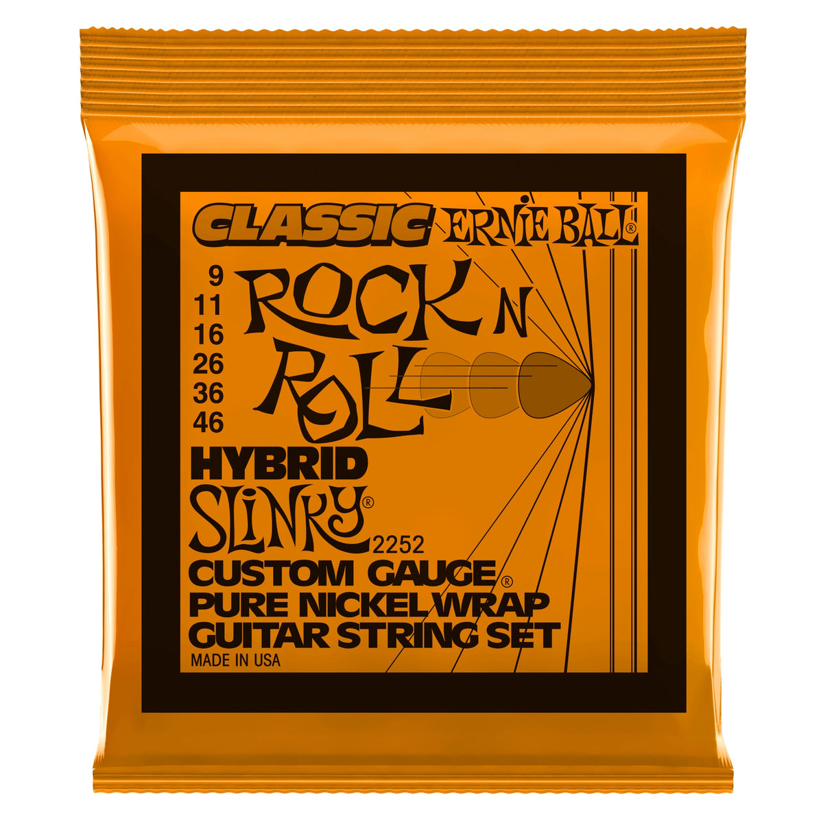 Ernie Ball - 9-46 Hybrid Slinky Classic Rock n Roll Pure Nickel Wrap Electric Guitar Strings