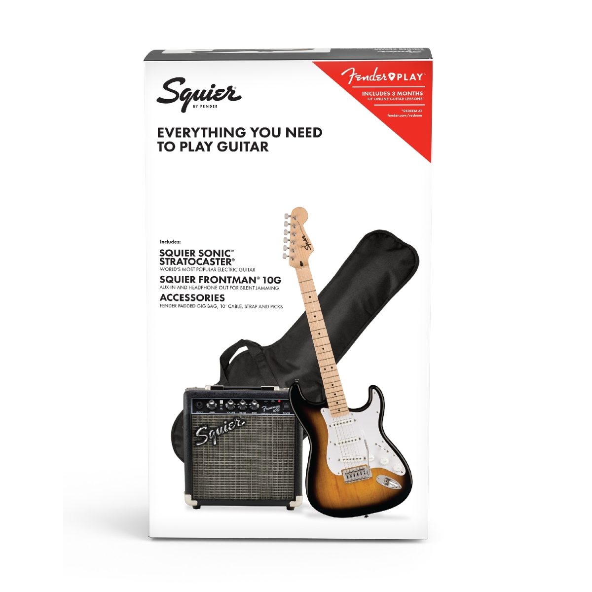 Squier - Sonic Stratocaster Pack - 2-Color Sunburst Box