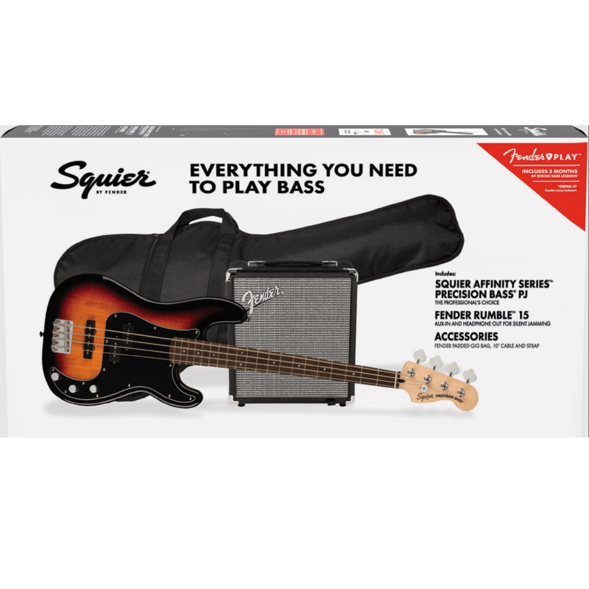 Squier PK PJ BASS LRL 3TS R15 pack