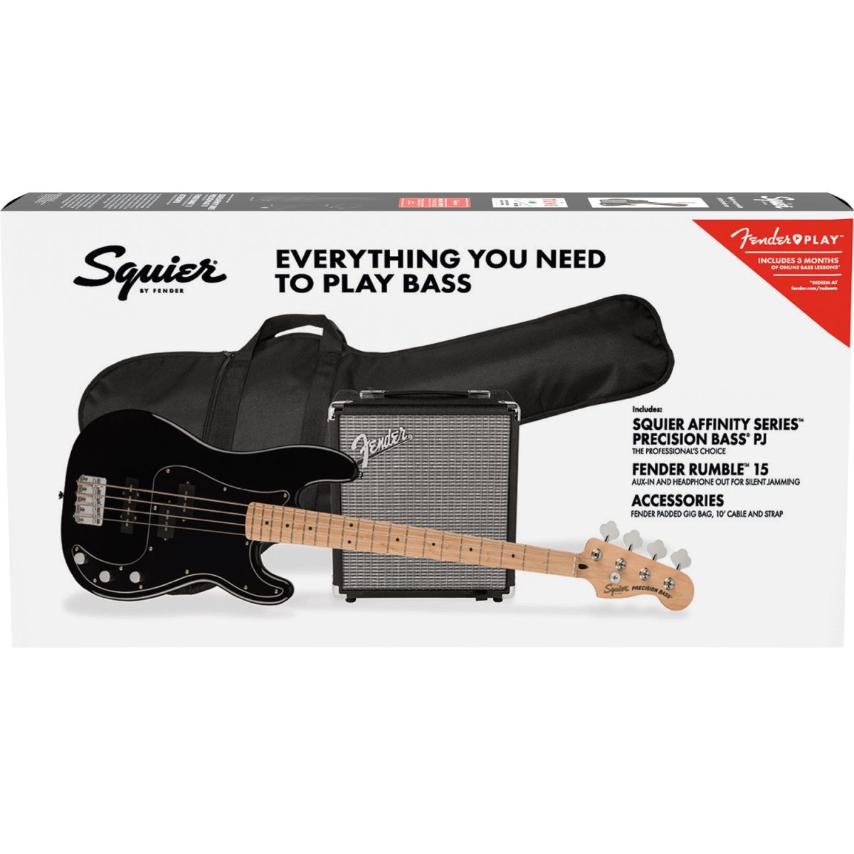 Squier - Affinity Series™ Precision Bass® PJ Pack Rumble 15 - 0372981006 box