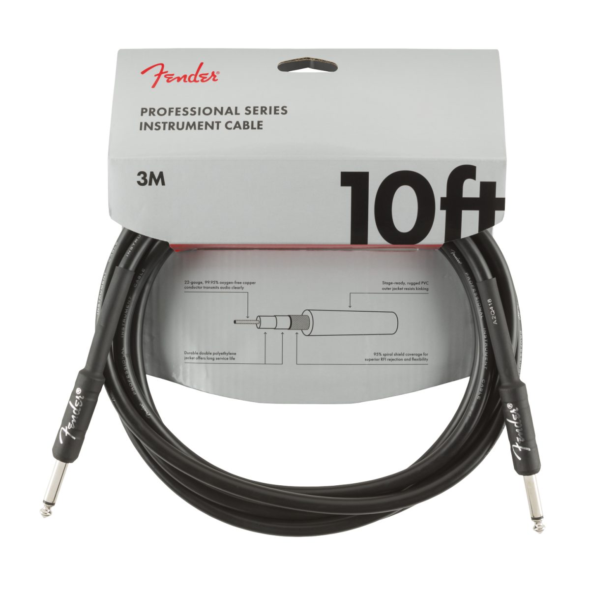 Fender - Professional Series Instrument Cable, Straight/Straight 10' Black - 0990820024 package