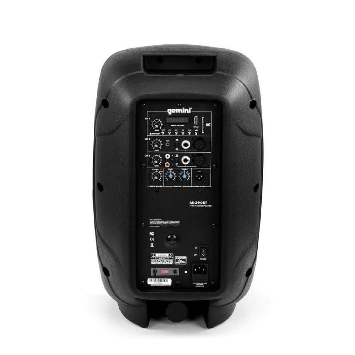 Gemini - AS-2110BT - 1000 Watt Active 10” Bluetooth® Loudspeaker Back