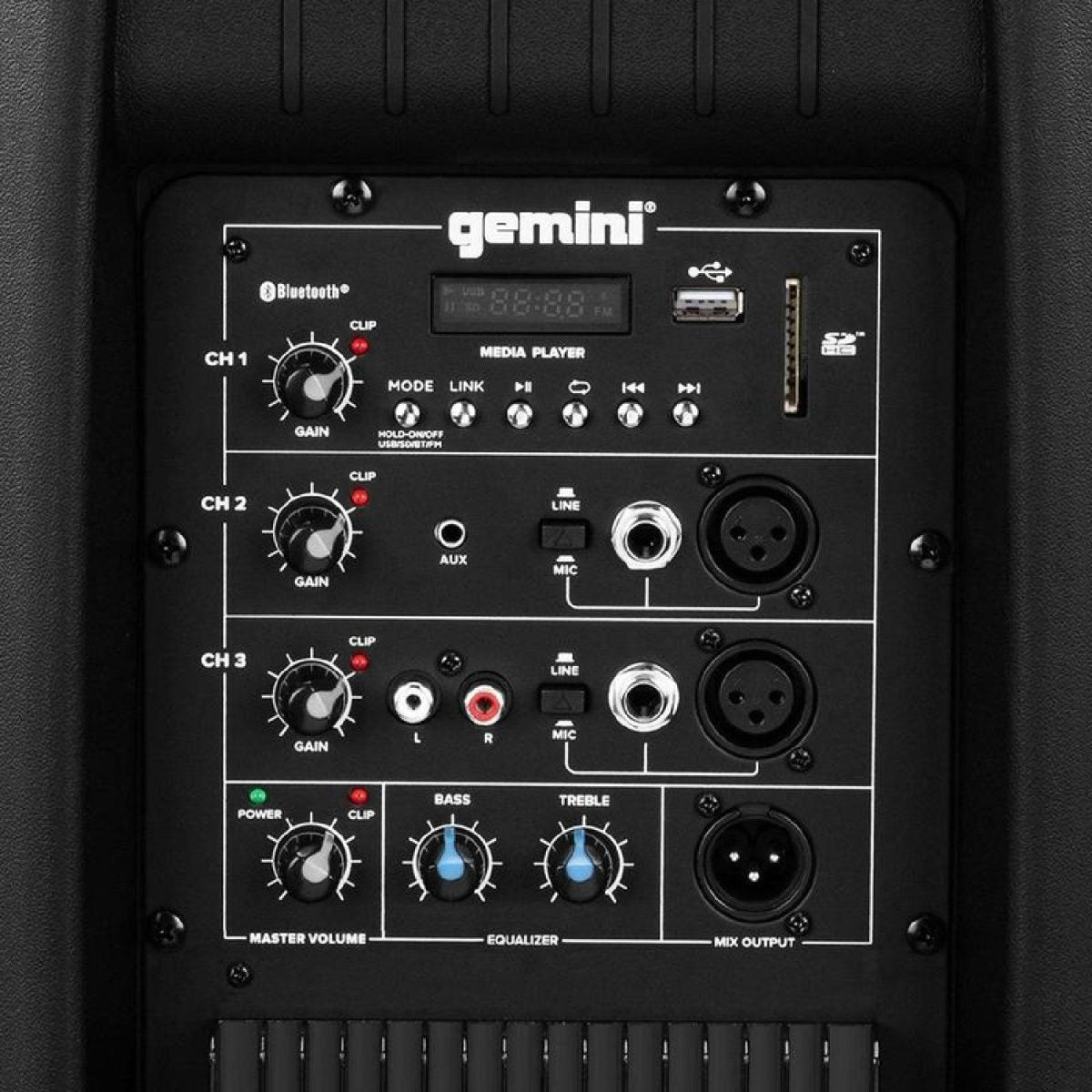 Gemini - AS-2115BT - 2000 Watt 15” Active Bluetooth® Loudspeaker Controls