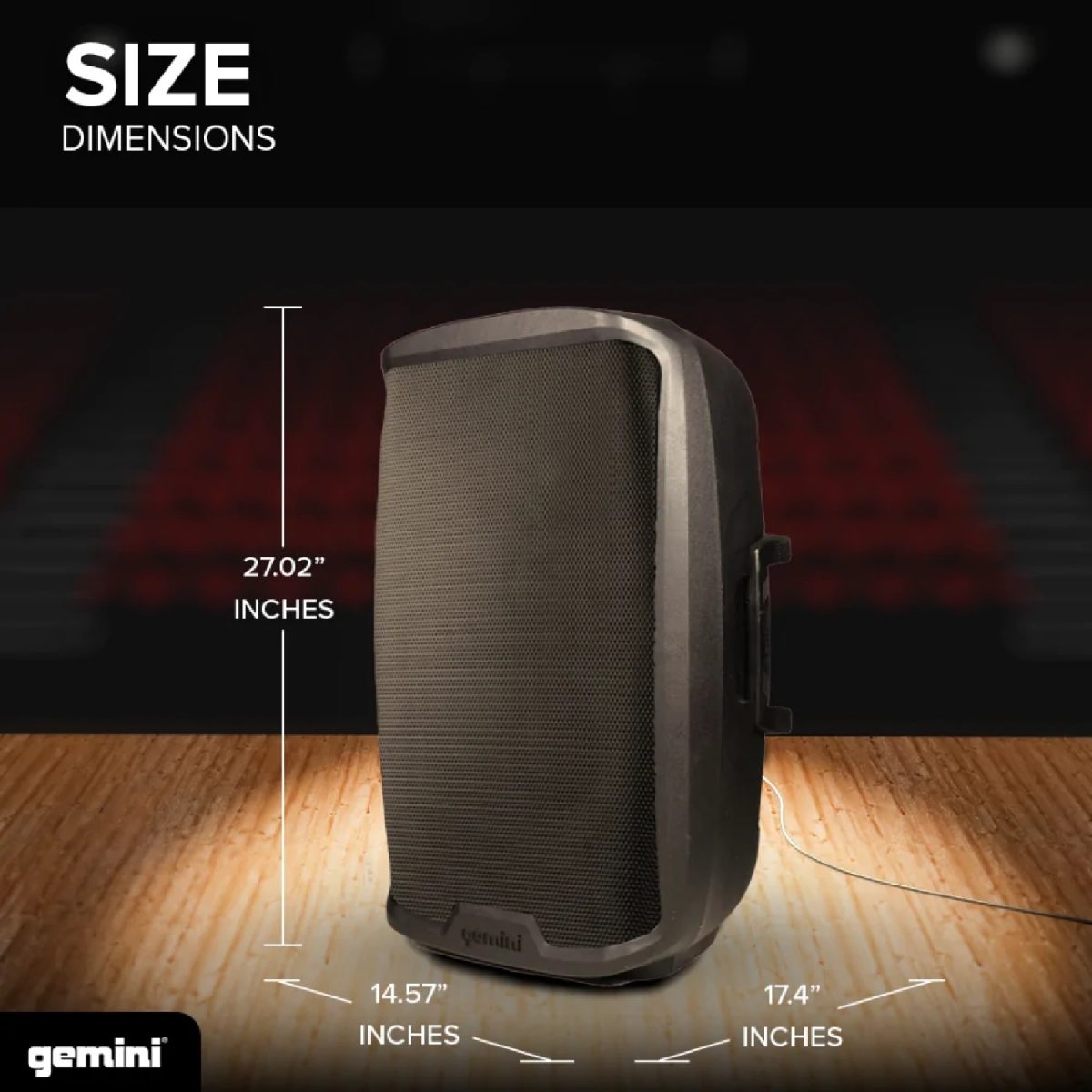 Gemini - AS-2115BT-PK: 2000 Watt 15” Active Bluetooth Loudspeaker With Stand Size