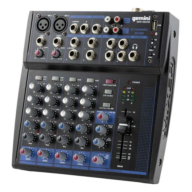 Gemini - Professional 8-Channel Bluetooth Audio Mixer #GEM-08USB