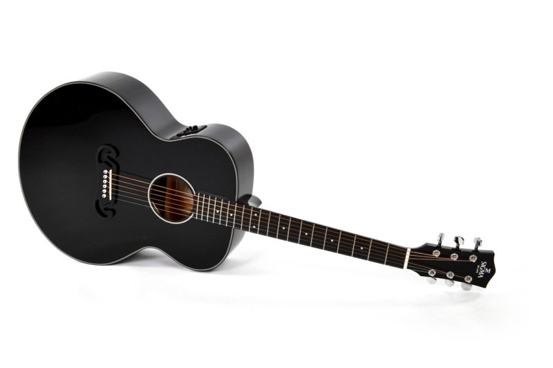 Sigma - 1 Series Grand Jumbo Acoustic/Electric Guitar - Metallic Flake Black #GJM-1E-MFBK
