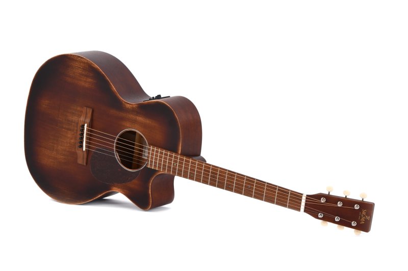 Sigma - 15 Series Grand OM Acoustic-Electric Guitar, Distressed Satin #GMC-15E-AGED