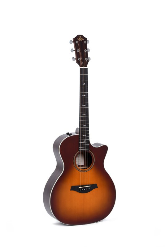 Sigma - Grand OM Cutaway Acoustic-Electric Guitar, Tobacco Sunburst Gloss #GRCE-2-SB