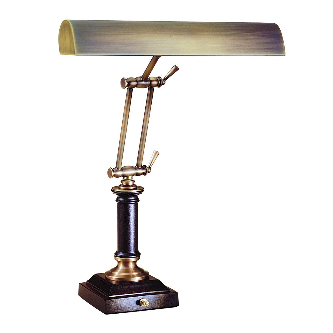 House of Troy - 14″ Piano and Desk Lamps with Cordovan Accents - Antique Brass #P14-233-C71