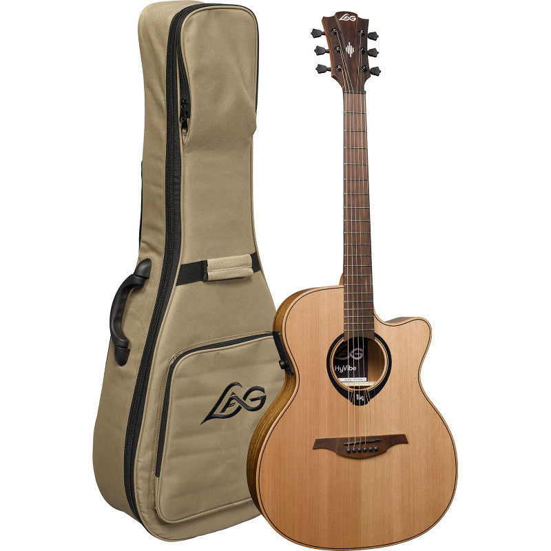 LAG Guitars - LAG HyVibe H2 HV10ACE Auditorium Smart Guitar Cutaway Satin with Gigbag #HV10ACE