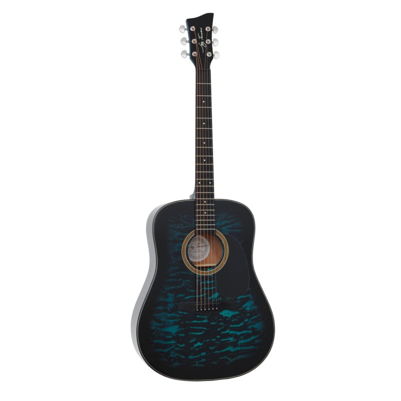 Jay Turser - Dreadnought Acoustic Guitar, Full Size, Blue Burst Quilt #JTA524D-BLSBQ